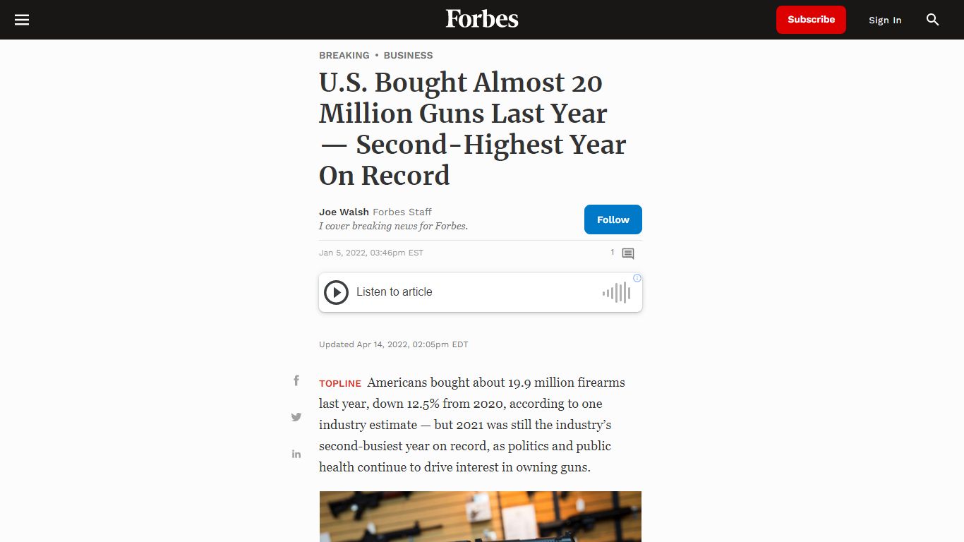 U.S. Bought Almost 20 Million Guns Last Year - Forbes
